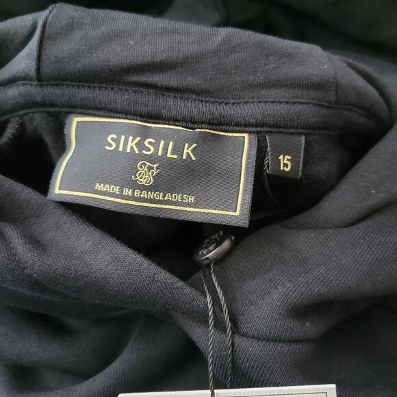 SikSilk youth overhead hoodie in black Size 15 - Picture 4 of 14